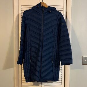Michael Kors Deep Blue Hooded Puffer Jacket